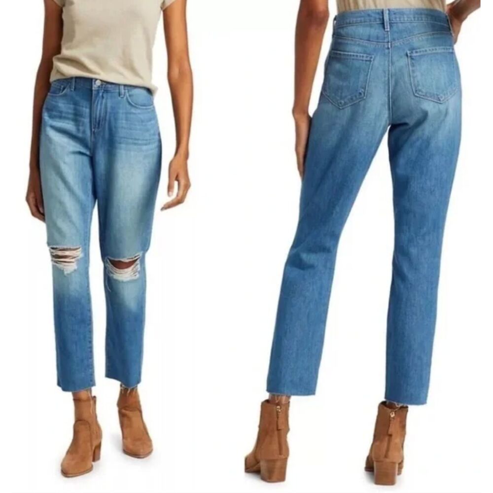 L'AGENCE Bridget High Rise Slouch Straight Leg Raw Hem Denim Jeans Womens 30
